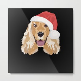 English Cocker Spaniel Merry Christmas Metal Print | Dogmom, Merrychristmas, Christmas, Advent, Winter, Gift, Giftidea, Santashat, Cockerspaniel, Dog 