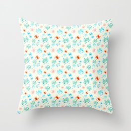 Colorful Crabs, Sea Glass, Bright, Cheerful Crab Pattern Throw Pillow