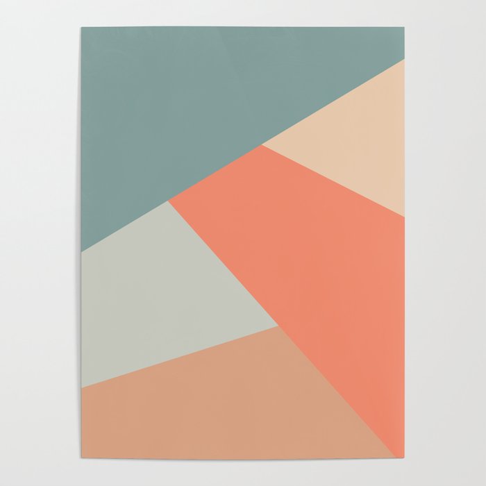 Blue and pink geometric design Poster