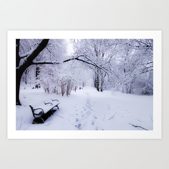 footprints in the snow Art Print