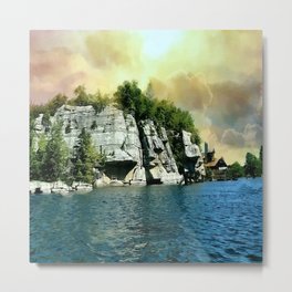 Golden Sky Over the Mountain - Mohonk Metal Print | Painterlyart, Trees, Landscape, Digital Manipulation, Digital, Mountain, Goldensky, Nature, Color, Photo 