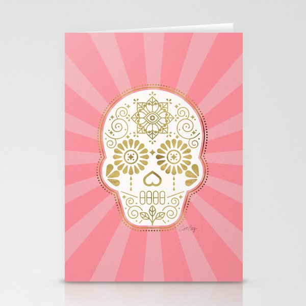 Día de Muertos Calavera • Mexican Sugar Skull – Blue & Rose Gold Stationery Cards