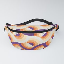 Here comes the sun // violet and orange gradient 70s inspirational groovy geometric suns Fanny Pack