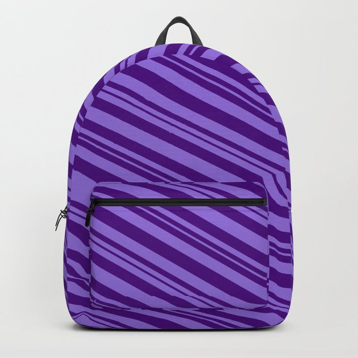 Purple and Indigo Colored Lined/Striped Pattern Backpack