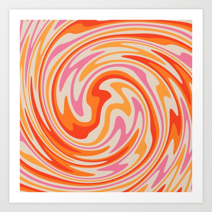 70s Retro Swirl Color Abstract Art Print