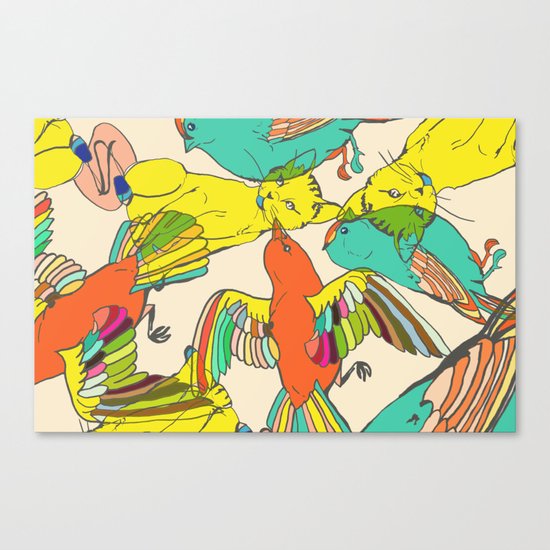 CATS AND BIRDS Canvas Print