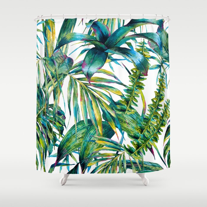 nature leaves exotic watercolor I Shower Curtain