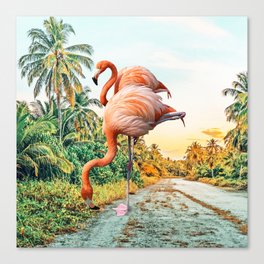 Flamingo Vacay #photography #surrealism Canvas Print
