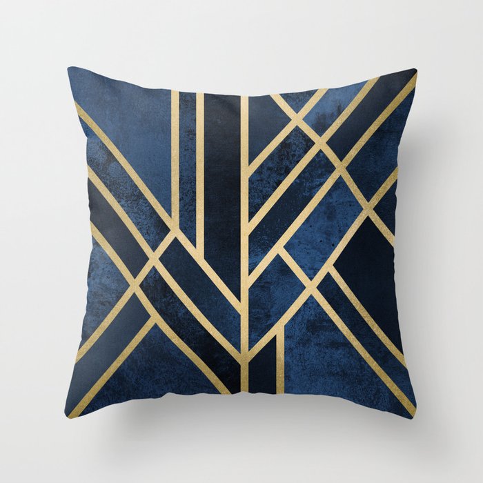 Art Deco Midnight Throw Pillow