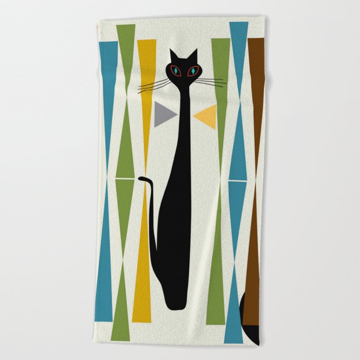 Mid-Century Modern Art Cat 2 Beach Towel