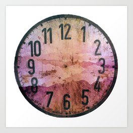 Clock face - Smoky Mountains Grunge Dusky Pink Option Art Print