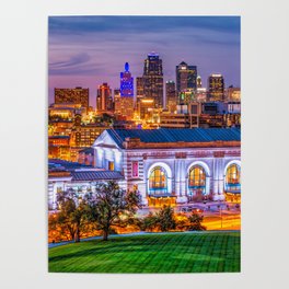 Colors of Kansas City At Dusk - Skyline Panorama Poster