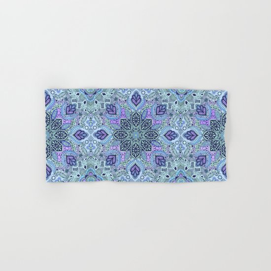 Navy Blue, Mint and Purple Boho Pattern Hand & Bath Towel