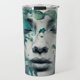 Experimental Shades Of Green: a canvas art print Travel Mug