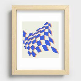 Abstract warped checkerboard grid 1 Recessed Framed Print