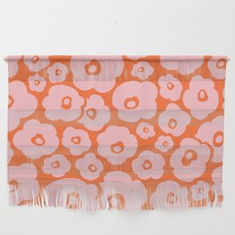 Retro Floral Pattern 142 Orange and Pink Wall Hanging