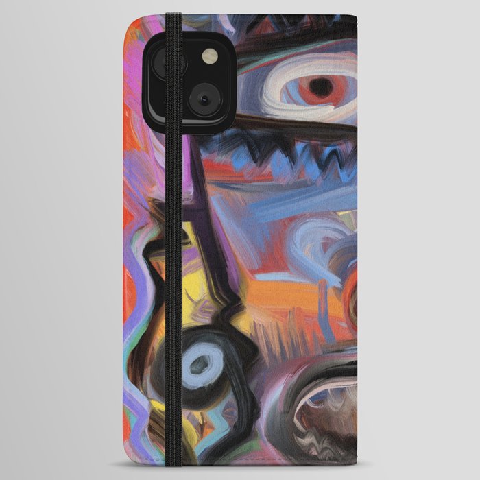 Red King Neo Expressionist Portrait Art by Emmanuel Signorino  iPhone Wallet Case