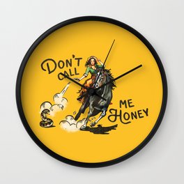 Don't Call Me Honey Retro Cowgirl On Horseback V.1 Wall Clock