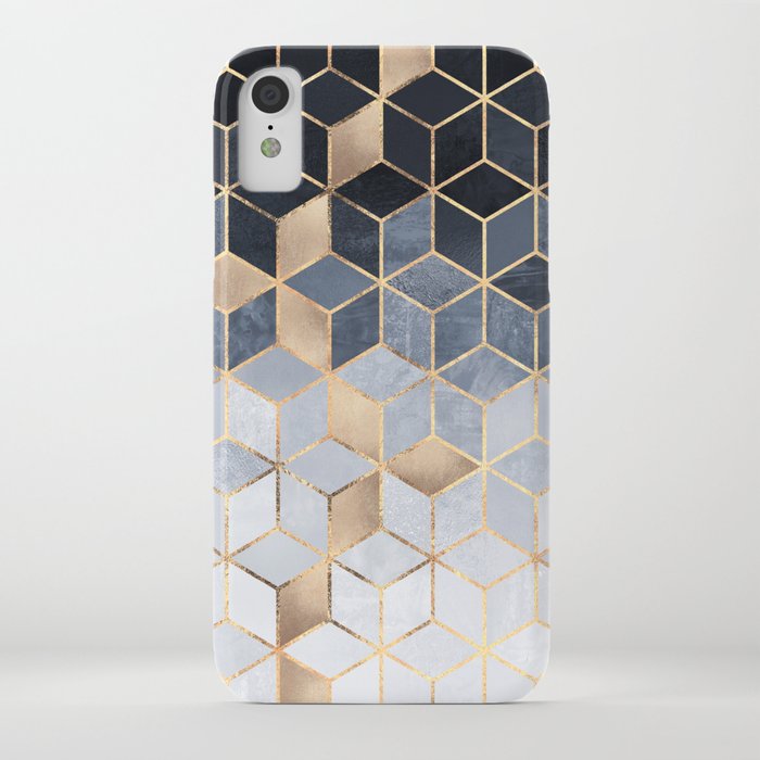 soft blue gradient cubes iphone case