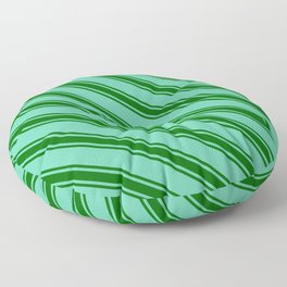 [ Thumbnail: Aquamarine & Dark Green Colored Stripes/Lines Pattern Floor Pillow ]