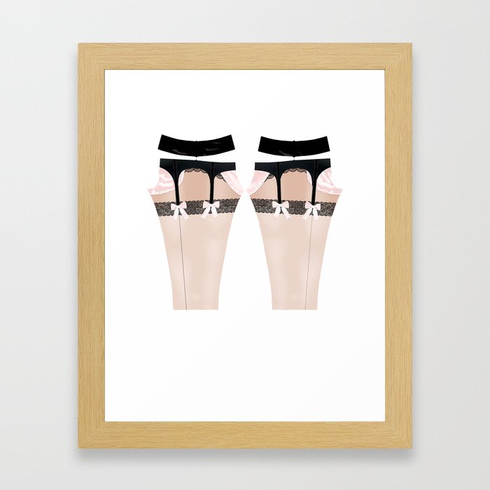 Lingeramas - Sexy Pink and Black Lingerie Legging Pajamas Framed Art Print
