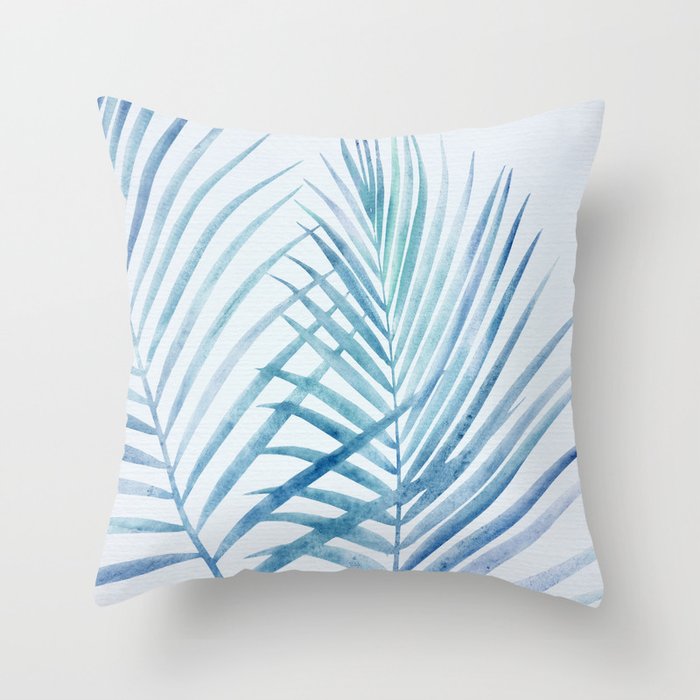Coastal Palms Watercolor Throw Pillow