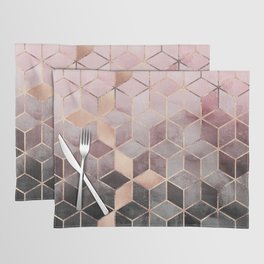 Pink And Grey Gradient Cubes Placemat