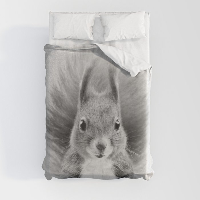 Squirrel 2 - Black & White Duvet Cover