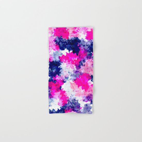 Hand painted pink purple watercolor abstract brushstrokes Hand & Bath Towel