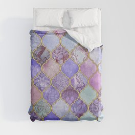 Royal Purple, Mauve & Indigo Decorative Moroccan Tile Pattern Duvet Cover