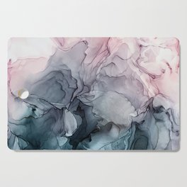 Blush and Payne's Grey Flowing Abstract Painting Cutting Board