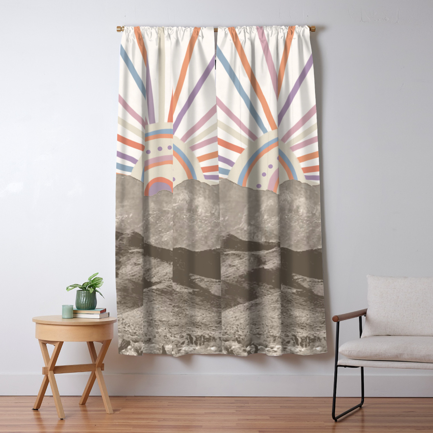 Bohemian Tribal Sun Up Abstract Vintage Mountain Happy Summer