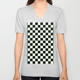 Checkered With Neon Green V Neck T Shirt