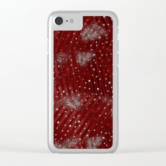 Silver Red Christmas Clear iPhone Case