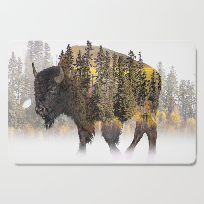 American Buffalo Bison with Forest Cutting Board