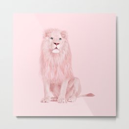 PINK LION Metal Print | Pinklion, Illustration, Animal, Surreal, Minimal, Lion, Wild, Graphicdesign, Paulfuentes, Pastel 