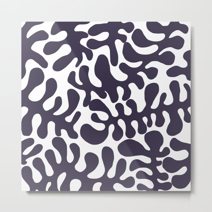 Violet Matisse cut outs seaweed pattern on white background Metal Print