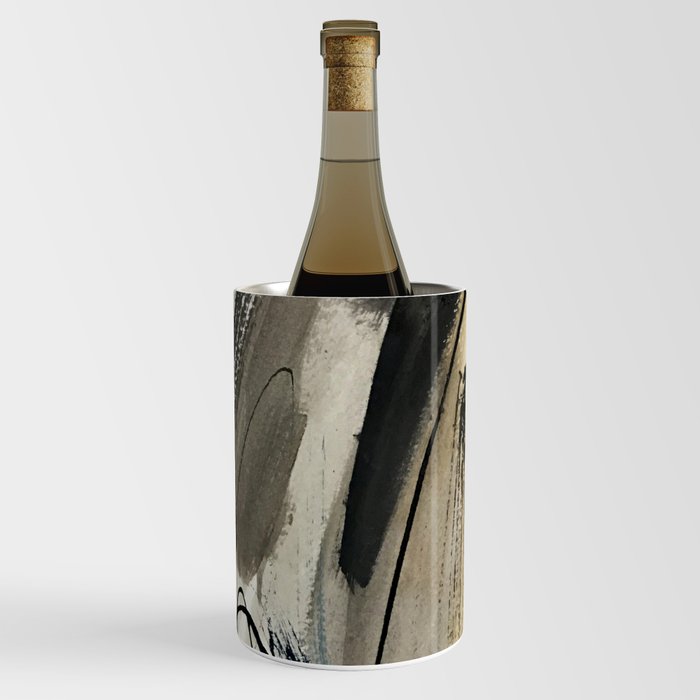 Drift [5]: a neutral abstract mixed media piece in black, white, gray, brown Wine Chiller