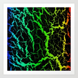 Cracked Space Lava - Rainbow BCGYR Art Print