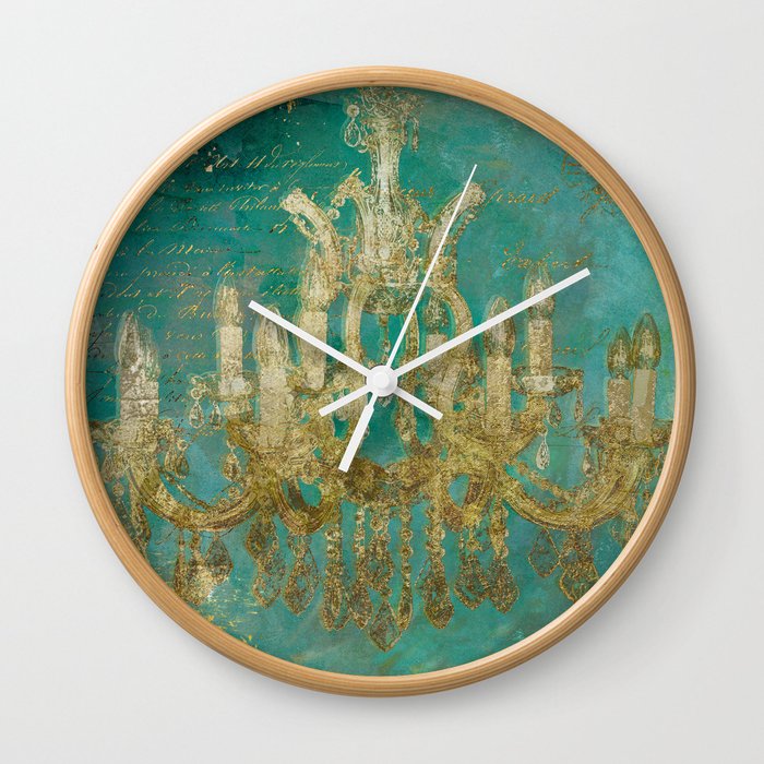Gold and Peacock Chandelier Wall Clock
