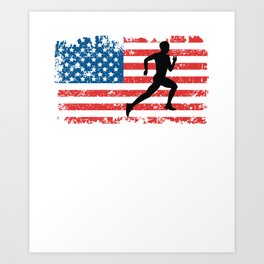 Long Distance Runner American Flag July 4th Running Art Print | Runner, Graphicdesign, Jog, Running, Track, Athlete, Jogging, Run, Usa, American 