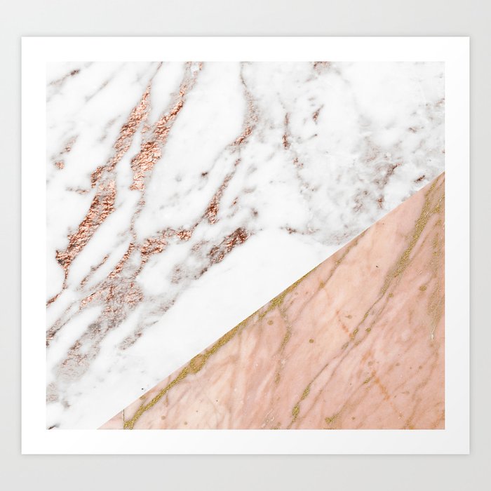 Marble Rose Gold Blended Art Print By Marbleco Society6
