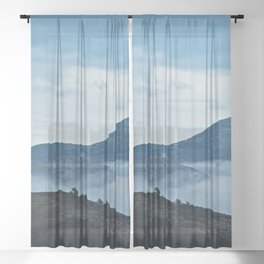 Hills Clouds Scenic Landscape Sheer Curtain