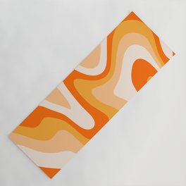 Liquid Swirl Retro Abstract Pattern contemporary in Tangerine orange Yoga Mat