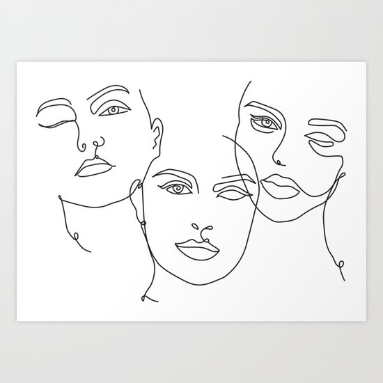 Minimalist Female Faces In One Line Contour Drawing Art Print By Valleriaart Society6,Dragon Talons Drawing