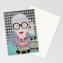 Iris Apfel printed reproduction of an original papercraft illustration Stationery Card