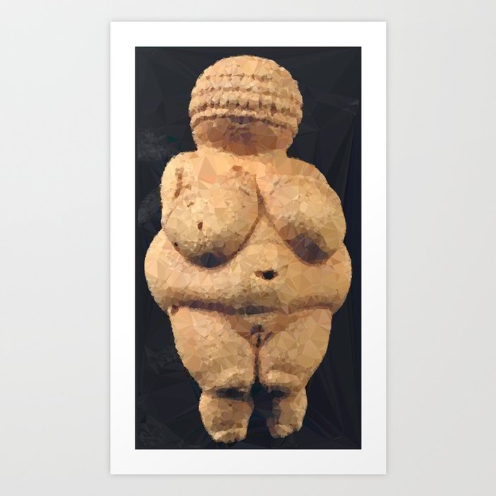 Venus of Willendorf Neolithic Fertility Goddess Low Poly Geometric Art Print