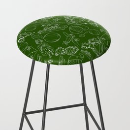 Green and White Toys Outline Pattern Bar Stool