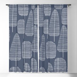 Mid Century Trees Blue Blackout Curtain