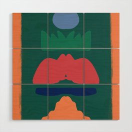 Stacked shapes in orange and green Wood Wall Art
